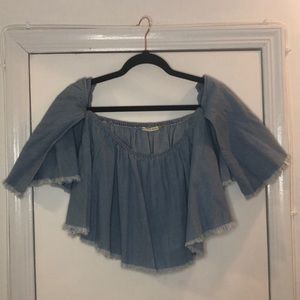 Mustard Seed Off the Shoulder Denim Top - Size M
